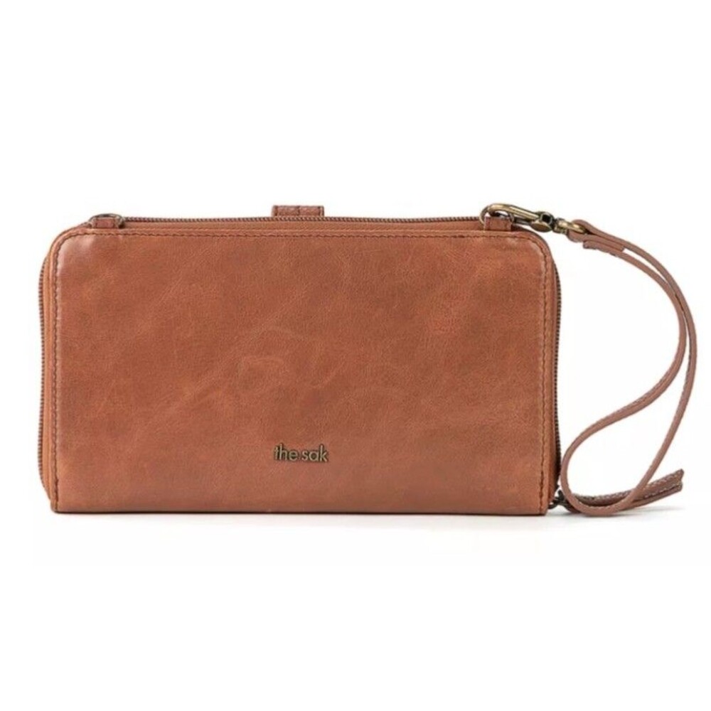 The Sak Iris Leather Crossbody Smartphone Wallet Brown Floral NWT - Picture 6 of 16